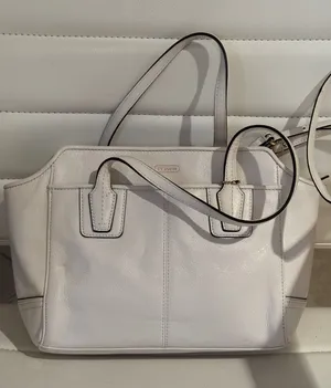 Coach White Pebbled Leather‎ Tote Bag Gold Hardware Crossbody Bag vintage thumbnail 1
