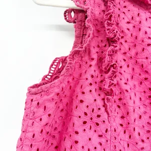 Maeve Anthropologie Womens Feminine Raspberry Eyelet Ruffle Tilly Blouse Size 8‎ thumbnail 6