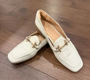 Clarks Women's Pure Block Loafer Flats Cream Leather Size 9 - C63-006 thumbnail 1