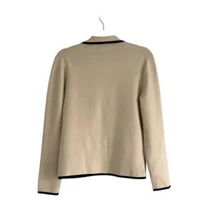 J.Crew Contrast Trim Waisted Sweater Blazer Champagne Gold Buttons Preppy Small thumbnail 4