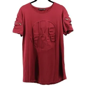 Lagos‎ Wine Red "Live Free" Three Dimensional Tee Artsy Grunge Novelty Rocker XL thumbnail 2