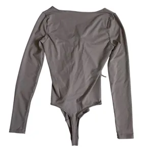 Abercrombie & Fitch Soft A&F Collection Tie‎ Front O-Ring Bodysuit Taupe XS thumbnail 2