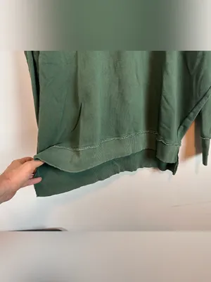 Aerie Oversized Crewneck Sweatshirt Green Exposed Seams XS thumbnail 2