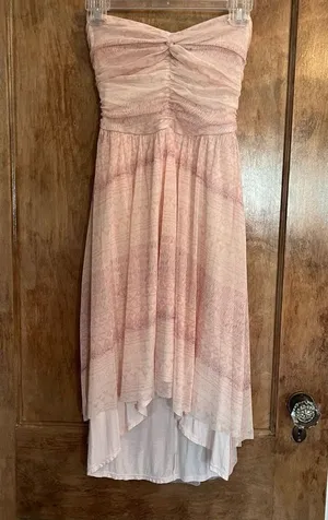 Free People strapless gray and pink high low lined dress. Size SP thumbnail 1