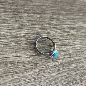 Vintage Faux Turquoise Silver Tone Ring Boho Southwest Pinky Size Small thumbnail 2