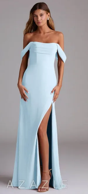 Azazie Sky Blue Chiffon Maxi Dress thumbnail 1