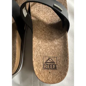 REEF Cushion Sol Hi Platform Flip Flop Sandals Black Tan Womens 9 Cork Wedge EUC thumbnail 12