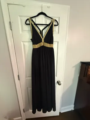 Black and gold formal dress thumbnail 2