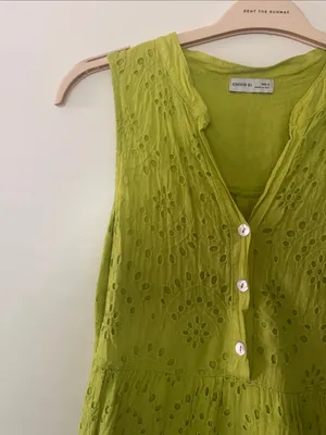 Sleeveless Eyelet Midi Dress in Lime Green thumbnail 5