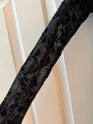 Wild Fable Dress Off-The-Shoulder Black floral sheer sleeves XS thumbnail 3