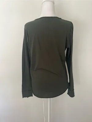 Zadig & Voltaire Olive Green Long Sleeve Tee with Gold Skull Motif thumbnail 5