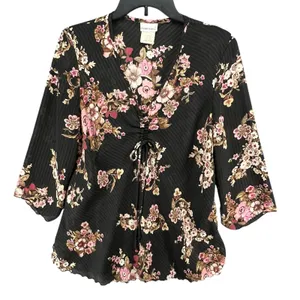 Fashion Bug Vintage 90s Floral Babydoll Top L Cinched Bust Y2K Romantic Fairy Grunge Blouse thumbnail 2