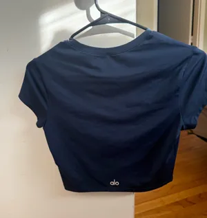 ALO Yoga Navy Cropped Short-Sleeve Crewneck Top thumbnail 5