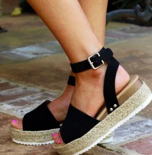 Soda Black Topic Espadrille Wedge thumbnail 1