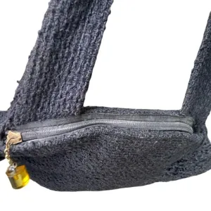 1940’s Lambswool shoulder bag with hand warmer pockets. Black thumbnail 4