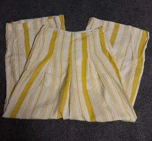 Forever 21 Yellow and White Striped Linen Pants thumbnail 1