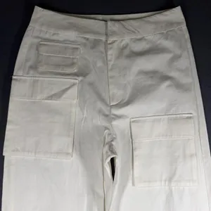 Grey Lab Cargo Pants Womens L White Wide Leg Cotton Twill Utility Pockets Casual thumbnail 3