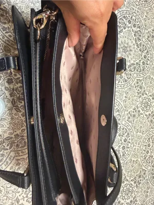 Kate Spade New York Pale Cream Pink and Black Satchel with CrossBody handle thumbnail 9