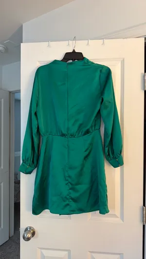 ZARA Green Long Sleeve Mini Dress thumbnail 2