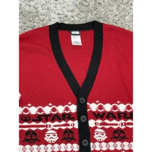 Star Wars Cardigan Women Red Black Darth Vader Storm Trooper Sweater Size M thumbnail 4