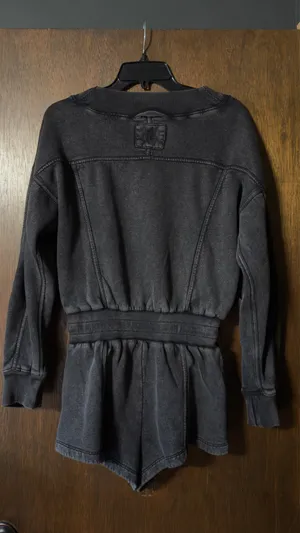 Free People V-neck Long Sleeve Romper with Drawstring Waist thumbnail 3