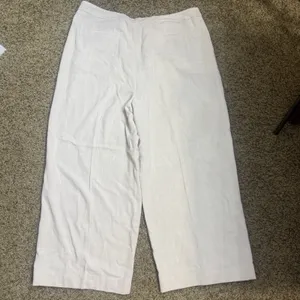 Bar III Pants Womens 16 cream Linen Blend‎ Wide Leg Career pleated high rise thumbnail 3