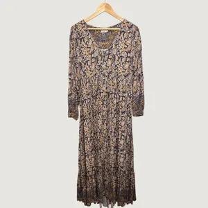 Faherty Isabella Dress Black Belmar Paisley Viscose Crepe Maxi WDH2104-BLB Small thumbnail 3