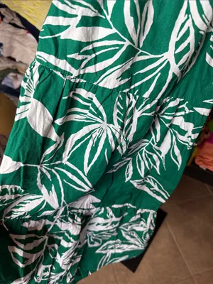 Meadow Rhodes Green White Tropical Leaf Cotton Midi Dress Size Small thumbnail 5