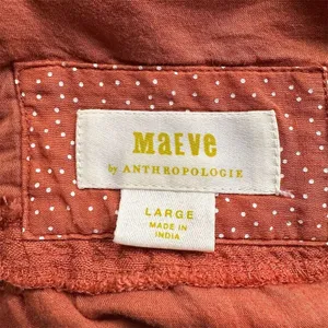 Maeve Women's Linen Twist Front Button-Down Mini Dress Burnt Orange Size L thumbnail 8