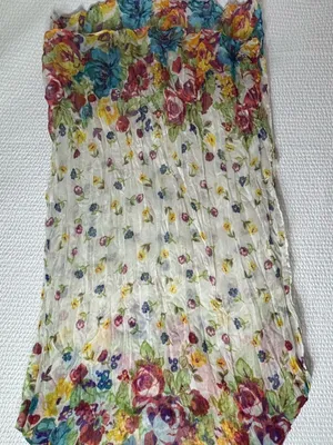 2 chic Floral Lightweight Multicolor Scarf - Blue Yellow Pink Green thumbnail 3