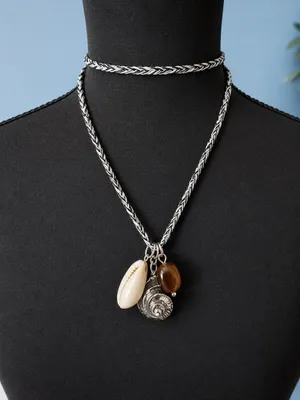 NEW Free People Ride Along Braided Strand Necklace Shell Black thumbnail 6