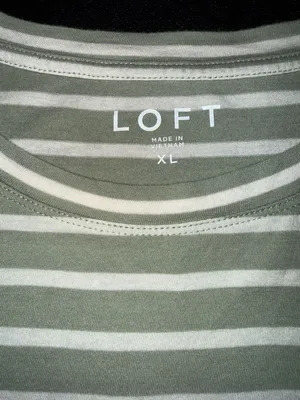 Loft Striped Long Sleeve Tee Size XL Green White thumbnail 2