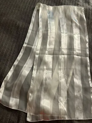 Sheer Striped Scarf White thumbnail 2