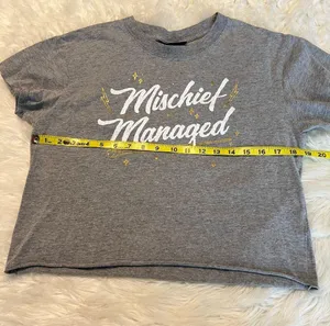Harry Potter Mischief Managed Cropped T Shirt Juniors XL Gray Raw Hem thumbnail 6