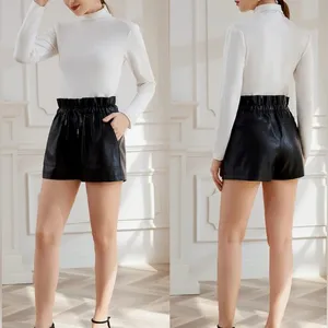 QIANXIZHAN Women's Leather Shorts, Faux High Waisted Wide Leg thumbnail 3