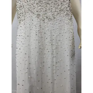 Anthropologie Womens Dress Sz S White Silver Rian Beaded Embellished Halter Maxi thumbnail 7