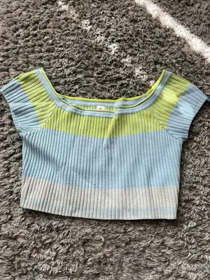 Daily Practice by Anthropologie Tuvalu Cropped Sweater Sz S Green Blue‎ thumbnail 4