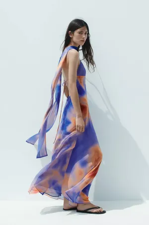 Zara Vibrant Multicolor Maxi Dress halter scarf flowy bodycon evening party thumbnail 9