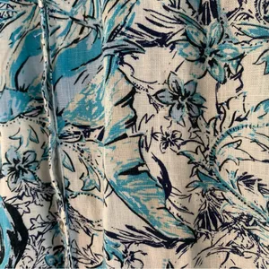 Tahari Womens 100% Linen Shirt Tropical Bird Print Button Up Coastal Resort thumbnail 7