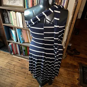 Elan convertible navy & white striped knit S maxi skirt thumbnail 5