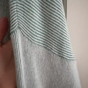 Nordstrom Von Maur cream and teal sweater thumbnail 6