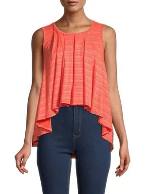 Free People Swing Tank Top Pleated High Low Sleeveless‎ Coral Size S thumbnail 1