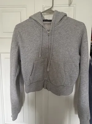 Brandy Melville Zip-Up Cropped Grey thumbnail 1