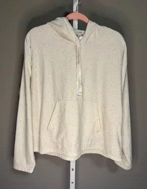 J.Crew Cream Speckled Hoodie‎ Sweatshirt Size L Cozycore Loungewear Normcore thumbnail 1