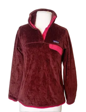 Patagonia fleece retool pocket snap popover maroon sz‎ S thumbnail 1