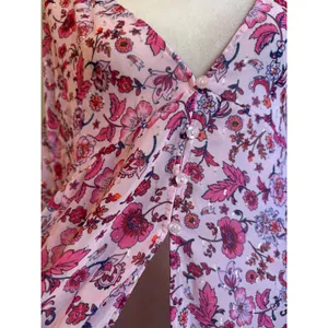 Torrid Pink Floral Chiffon Maxi Kimono Cover Up Metallic 1 xl boho dainty whimsi thumbnail 4