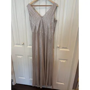 Oleg Cassini Gold Metallic Formal‎ Maxi Dress Size 14 thumbnail 2