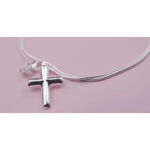 925 Sterling Silver Cross‎ Pendant Necklace, 16-18” thumbnail 8