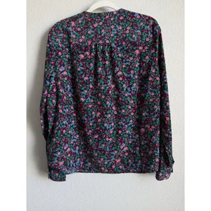 J.Crew Floral Popover Placket Blouse L Whimsygoth Cottagecore Dark Romantic Top thumbnail 2