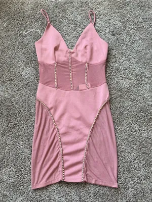 Blush Pink Embellished Bodycon Dress thumbnail 2